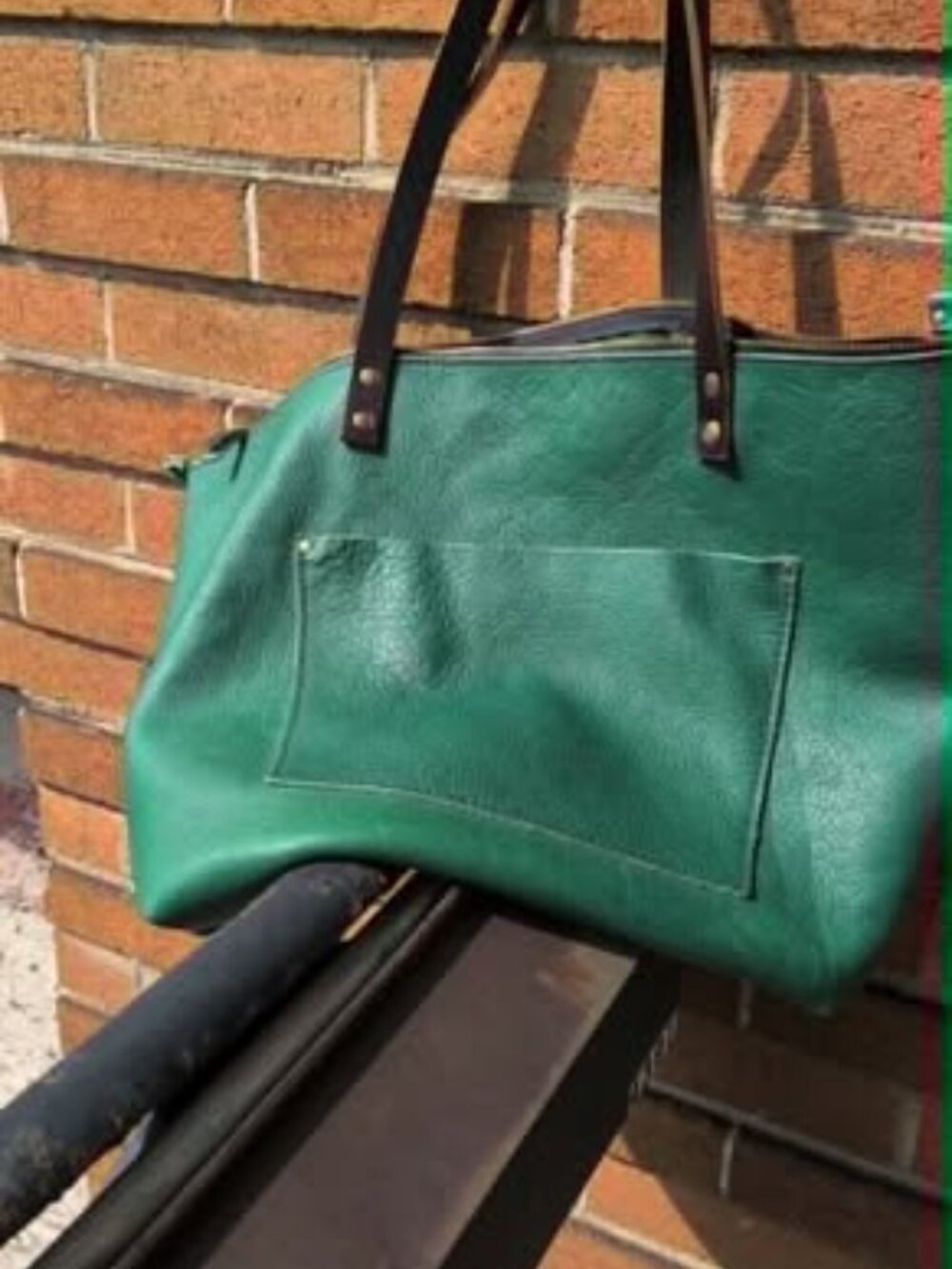 Portland Leather Goods - Oversized Zipper Tote Bacalar (Green) Pebbled Leather
